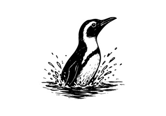 Penguin hand drawn simple sketch vector illustration