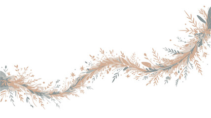 Delicate dried floral garland with pampas grass and eucalyptus on white background © MdRiyad