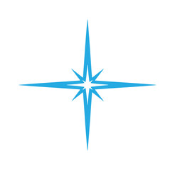 Obraz premium blue compass star symbol for navigation and direction on maps and charts