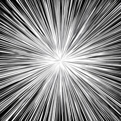 Obraz premium Radial white lines on a black background, centered and converging for a speed/burst effect