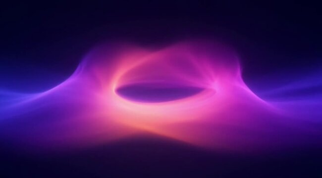 Abstract blue background with alpha channel featuring a flowing motion of orange fire and purple energy smoke swirls in a glowing dark space design