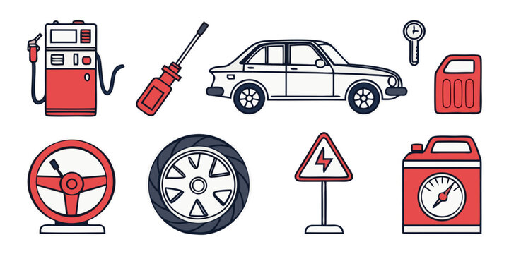 Various road signs and symbols indicating traffic rules and regulations Vector