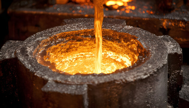 MAPP gas torch heats ingot mold in preparation for pouring molten metal.