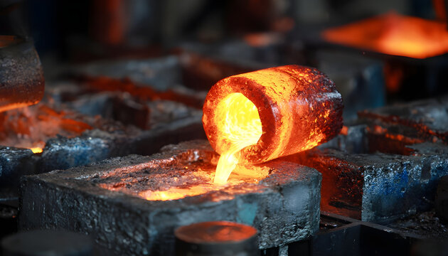 MAPP gas torch heats ingot mold in preparation for pouring molten metal.