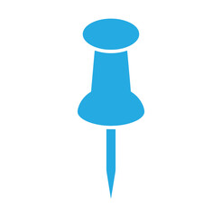 blue push pin icon for marking locations on a map or notes on a board
