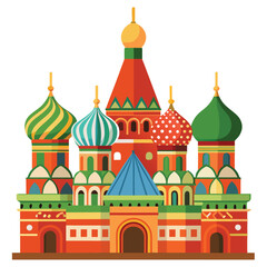 Fototapeta premium Famous Saint Basils Cathedral flat design with distinctively patterned domes and towering spires