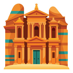 Fototapeta premium Al Khazneh Treasury in Petra Jordan an iconic ancient desert temple carved into sandstone mountains