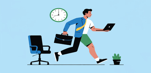 Mastering the Remote Work-Life Balance: A Modern Professional Navigating the Hybrid Office and Home Productivity Lifestyle Illustration for Career Growth and Wellness in a Digital First World