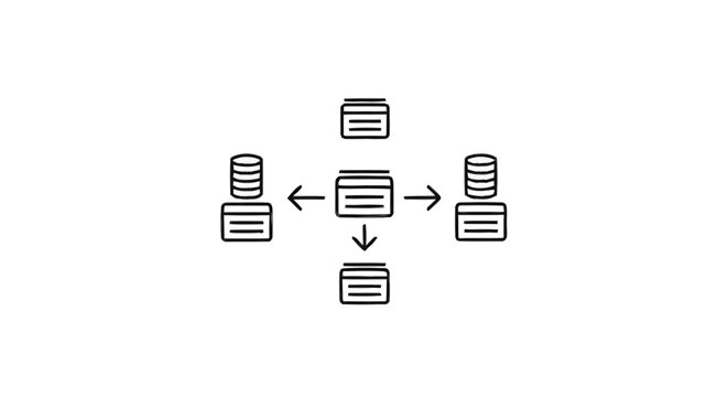 Database network diagram with interconnected data storage units.