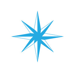 Obraz premium blue star shape with eight pointed ends and sharp lines nautical symbol