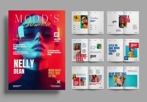 Modern Fashion Magazine with Vibrant Portrait Covers and Clean Luxury Design Style