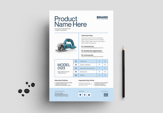 Modern Industrial Product Data Sheet Template