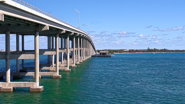 Rickenbacker Causeway concrete bridge spanning Biscayne Bay in Miami