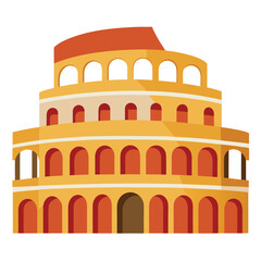 Naklejka premium Historic Roman Colosseum illustration featuring ancient architecture and cultural heritage of Italy