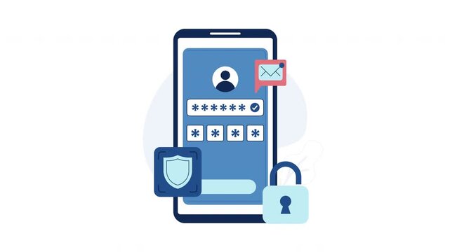 Two factor authentication animation for enhancing account protection. Suitable for cybersecurity concepts and technology.
