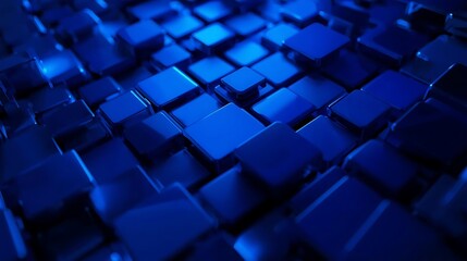 Fototapeta premium A captivating close-up view of a vibrant blue pixelated pattern with a sense of depth and dimension.