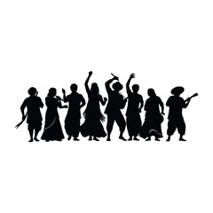 Obraz premium Silhouettes of people dancing and celebrating together 1.
