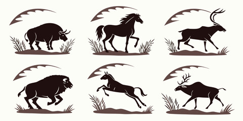 Ancient animals and their evolutionary adaptations over time Vector © zalal