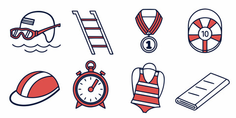 Assorted icons representing safety, rescue, and emergency preparedness equipment and symbols Vector © zalal