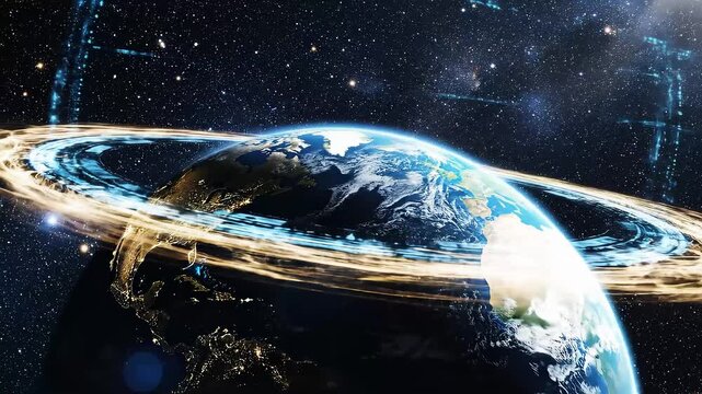 Global security halo rotating slowly animation