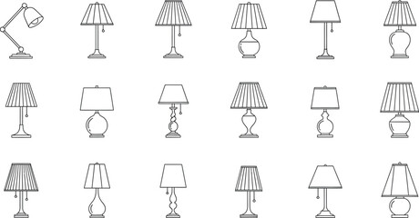Collection of various table lamp designs and styles