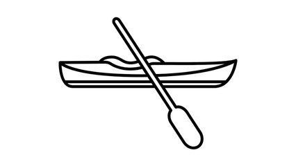 Kayak and Paddle Line Art Icon Vector
