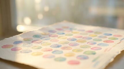 Delicate watercolor circles on textured paper create a soft and dreamy pattern