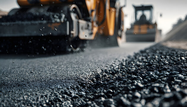 Asphalt Paver Background Close Up