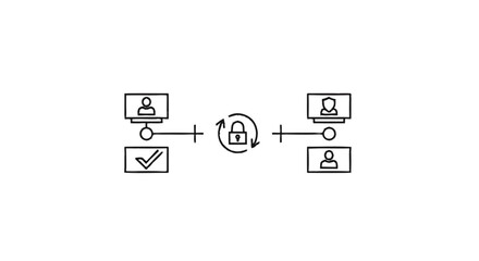 Fototapeta premium Diagram illustrating secure data transfer and user verification process.