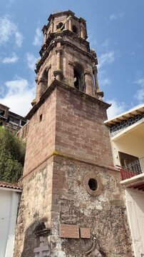 Monument tower with brick architecture on Janitzio Island in Mexico
