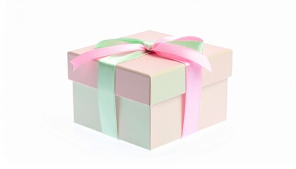 Fototapeta premium Pastel Gift Box: Pink and Lavender Wrapping with Decorative Ribbon Bow