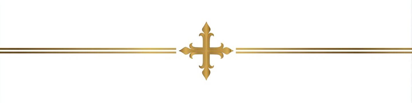 Ornate gold horizontal divider featuring a cross-shaped element at the center