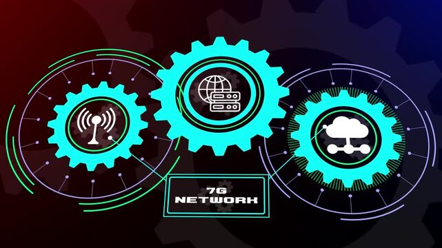 High Speed 7G Network Connectivity and Future Wireless Communication Technology on Virtual Interface. Business, Technology, Internet and Networking Concept.