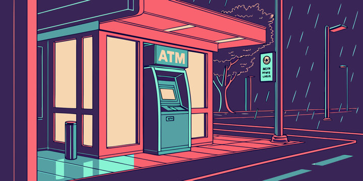 A vibrant and bustling city street scene at night with illuminated buildings and vehicles Vector