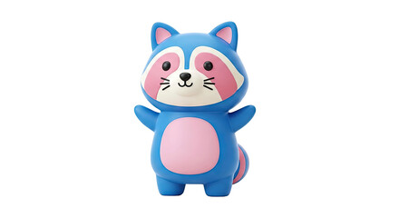 Fototapeta premium Blue Raccoon Character with Pink Accents