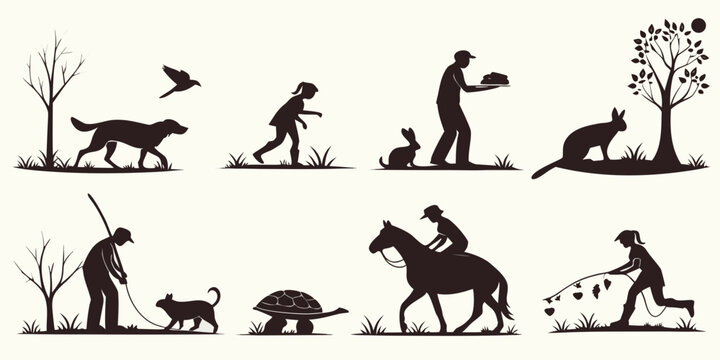 Ancient humans hunting and evolving throughout the ages Vector