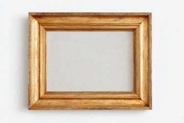 Fototapeta premium A detailed image of an empty rectangular golden frame on a clean white background