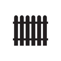 Vertical wooden picket fence gate silhouette with rounded tops isolated on white
