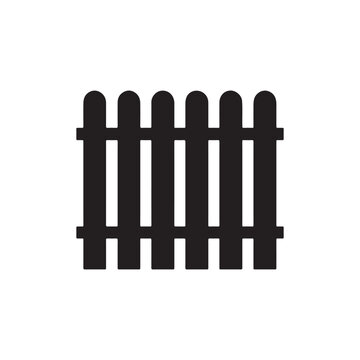 Vertical wooden picket fence gate silhouette with rounded tops isolated on white