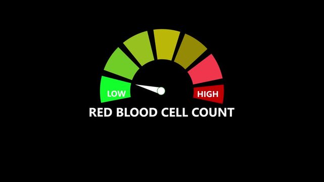 Low red cell count gauge animation medical health monitoring visualization low hemoglobin des