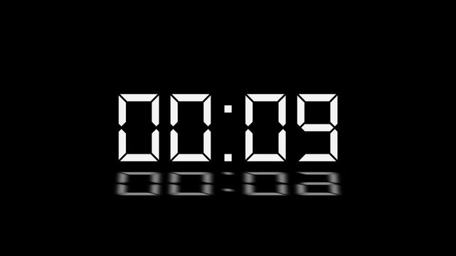 14 to 0 second modern digital countdown timer animation, 14 seconds simple countdown timer a black background. 4k video.