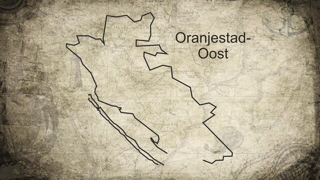 Oranjestad-Oost Aruba map drawn on a cartography background sheet of paper