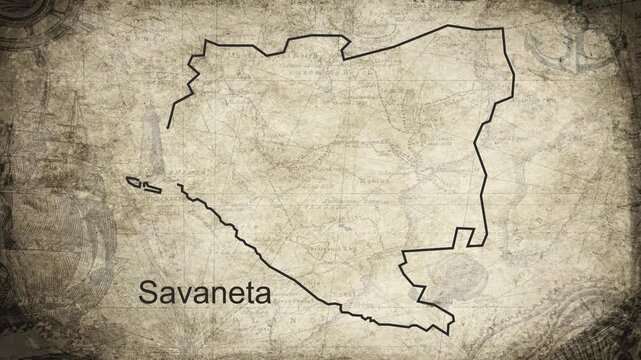 Savaneta Aruba map drawn on a cartography background sheet of paper