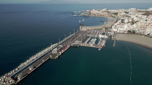 Tenerife Canary Island Harbour Aerial View Los Cristianos Port