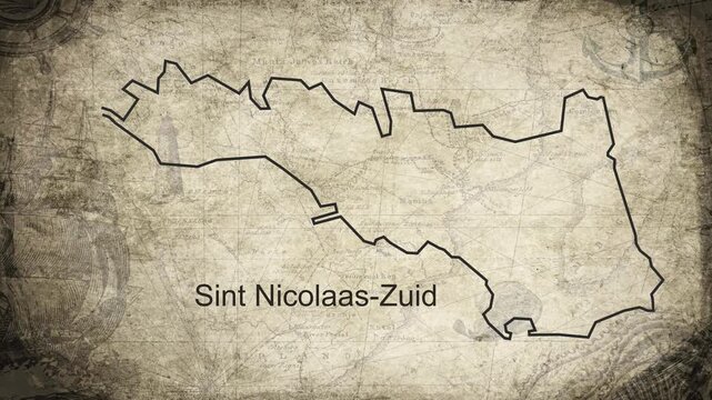 Sint Nicolaas-Zuid Aruba map drawn on a cartography background sheet of paper