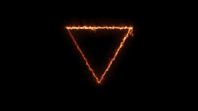 Hot Inverted Triangle Fire Animation Burning Neon Shape Loop Background
