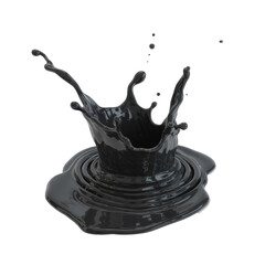 black liquid splash isolated on white background.