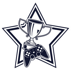 Gaming trophy and controller under a star © dog
