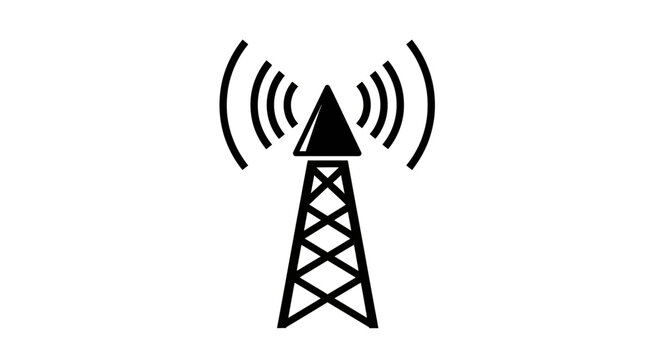 Graphic representation of a cell phone tower emitting wireless signal waves