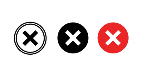 Obraz premium Three circular x symbols in black and red